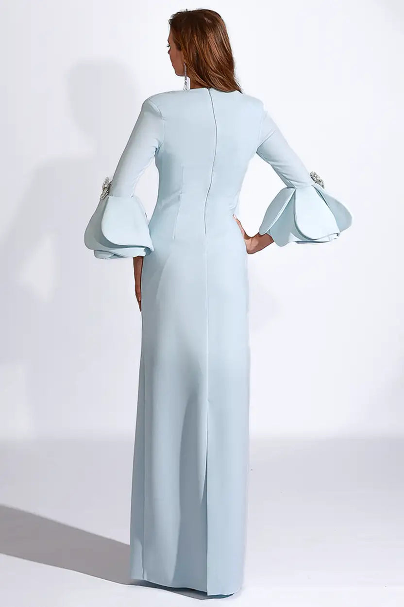 Rose Sleeves Crepe Dress