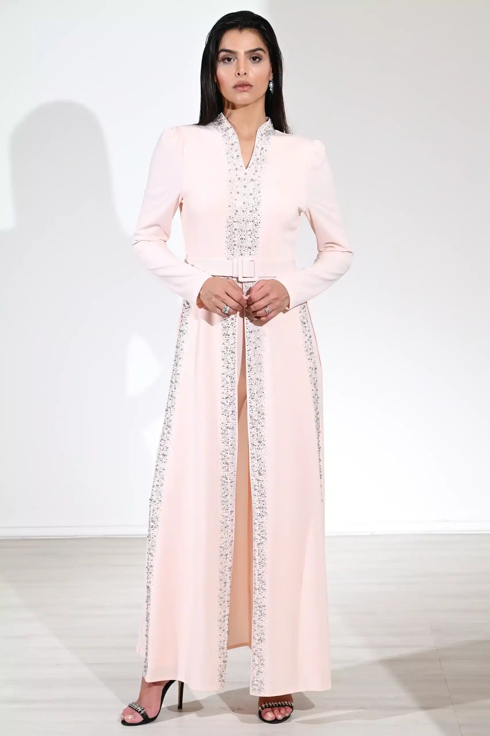 Cape Crepe Beaded Jumpsuit