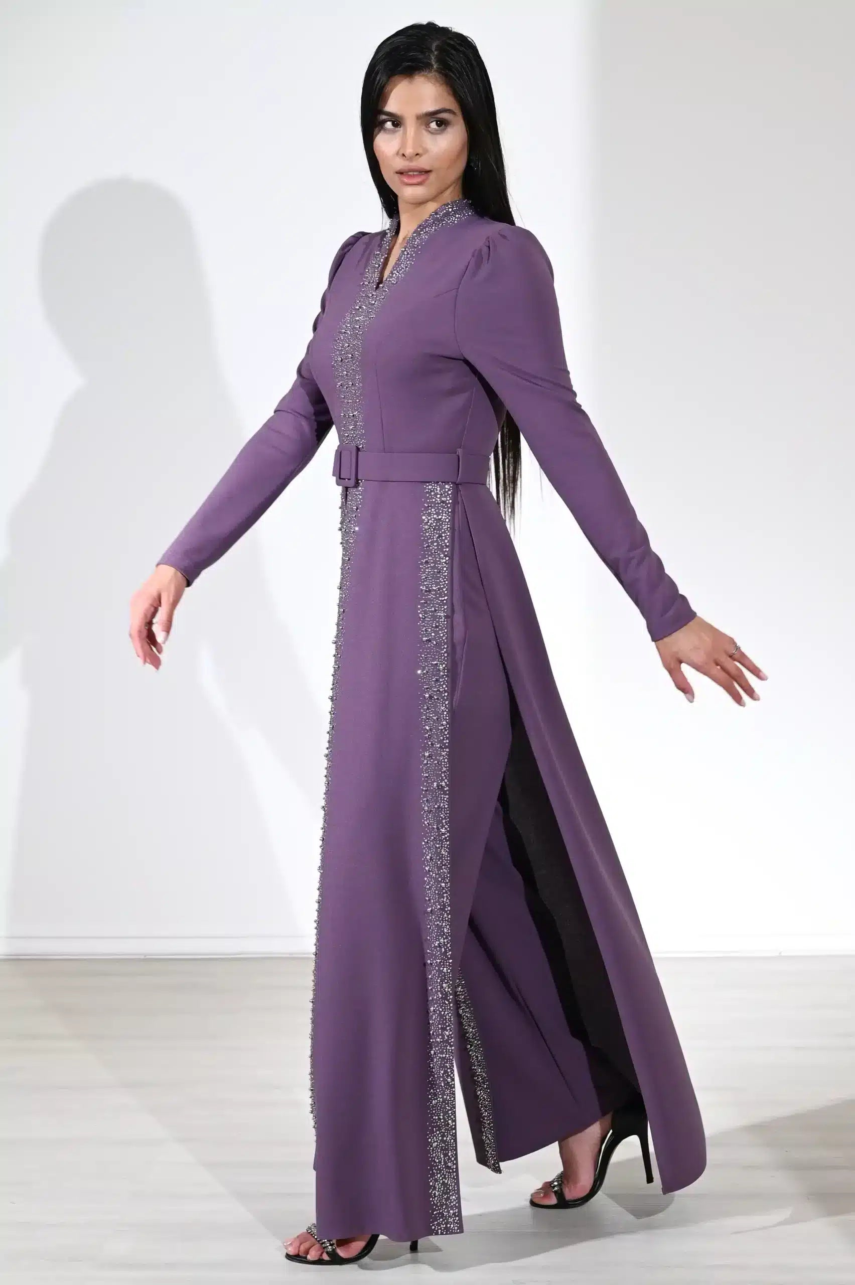 Cape Crepe Beaded Jumpsuit