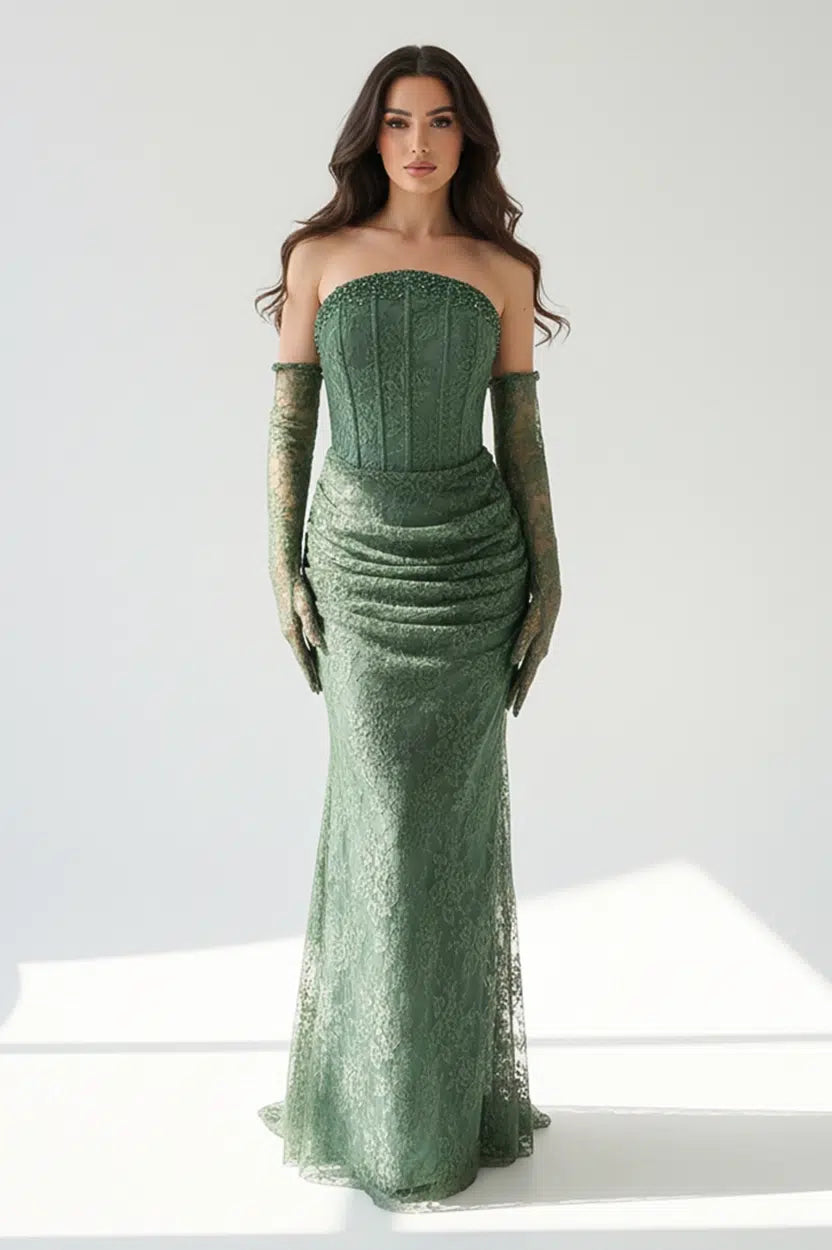 Beaded Corset Dantel Dress