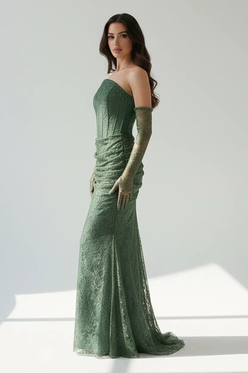 Beaded Corset Dantel Dress