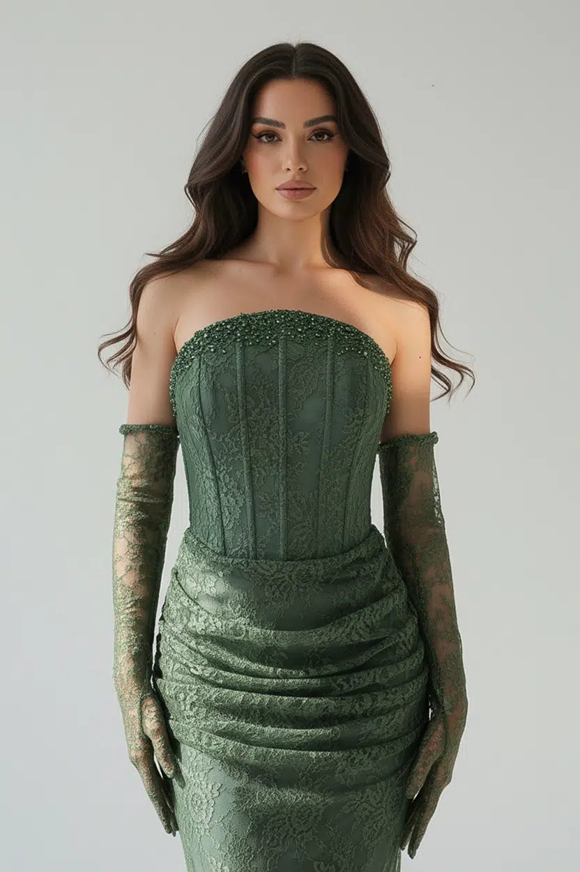 Beaded Corset Dantel Dress