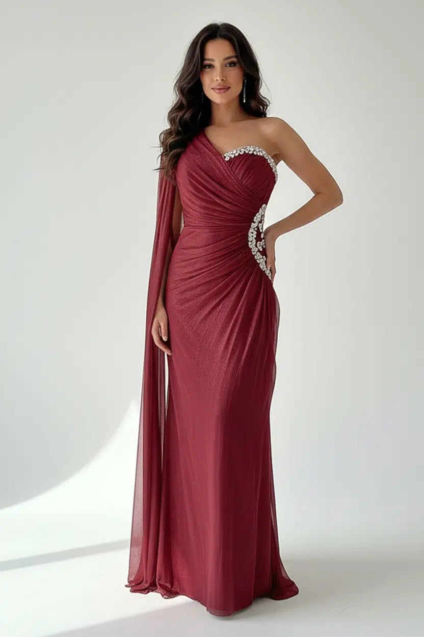 Beaded Side Float Sleeve Organza Dress