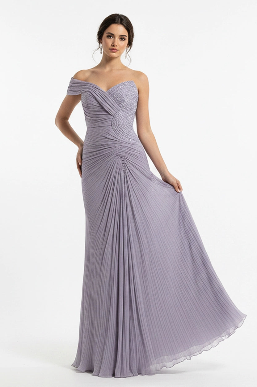 Beaded Bust Along Side Waist Organza Dress