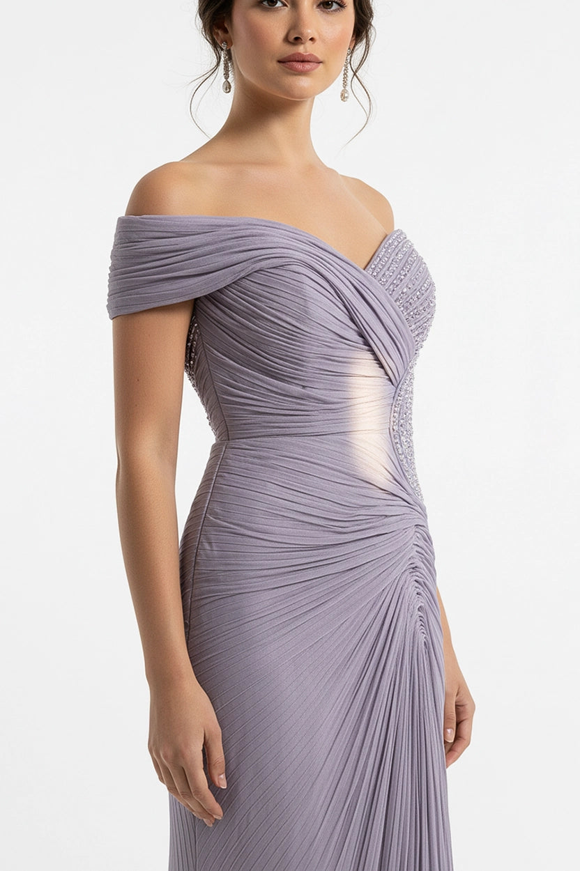 Beaded Bust Along Side Waist Organza Dress