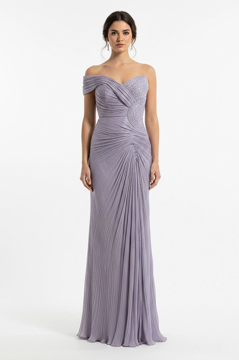 Beaded Bust Along Side Waist Organza Dress