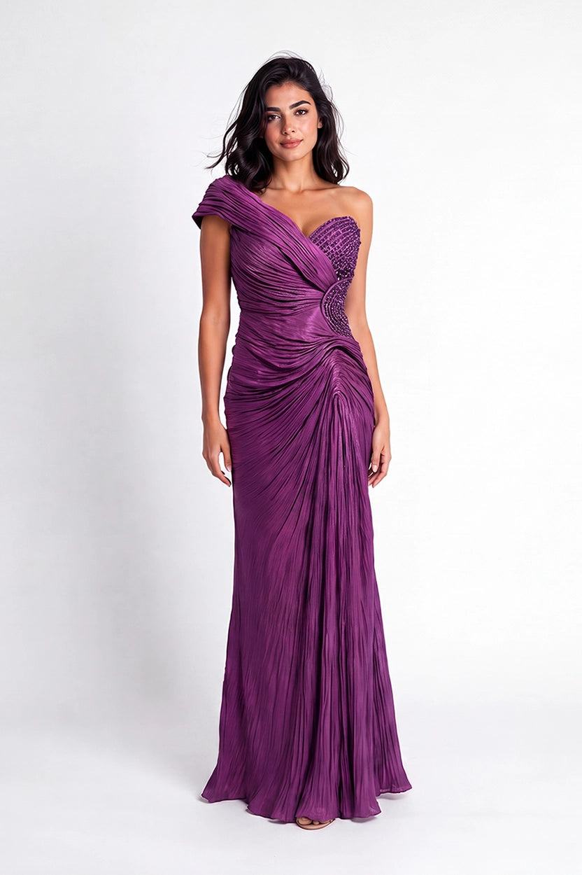 Beaded Bust Along Side Waist Organza Dress
