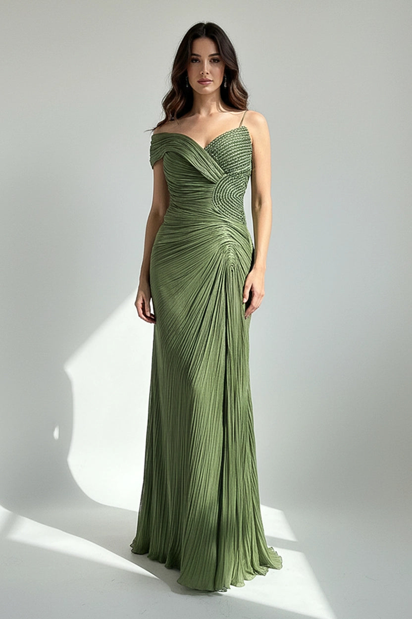 Beaded Bust Along Side Waist Organza Dress