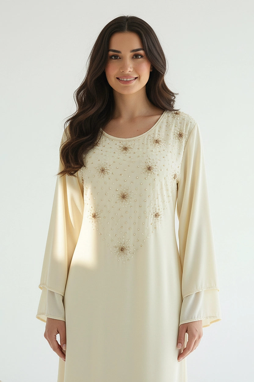 Beaded Bust U-Neck Jalabiya