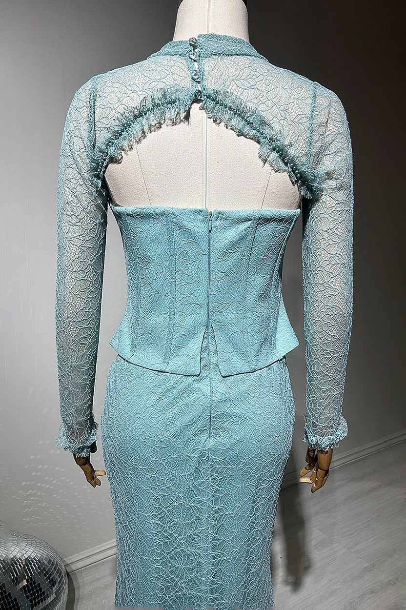 Beaded Corset Adorned Bolero Dantel Dress