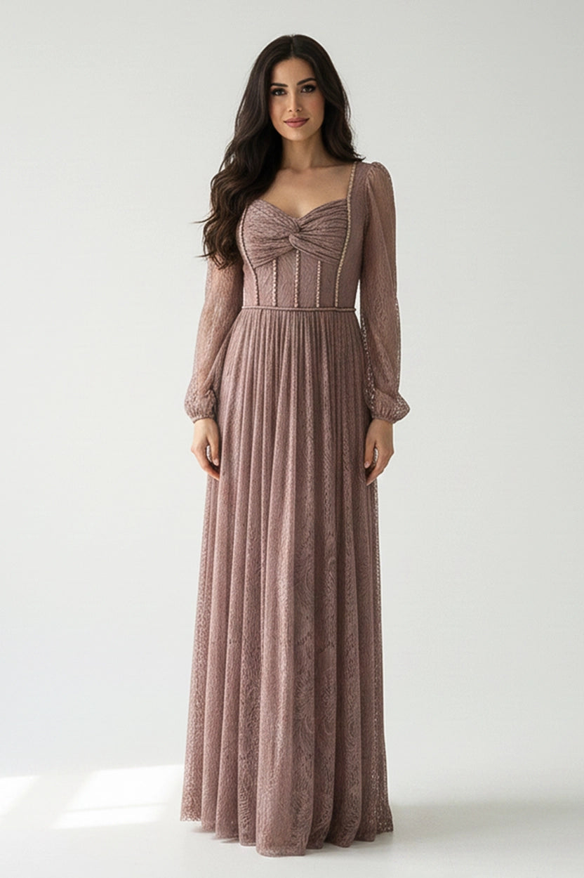 Beaded Infinity Bust Dantel Dress