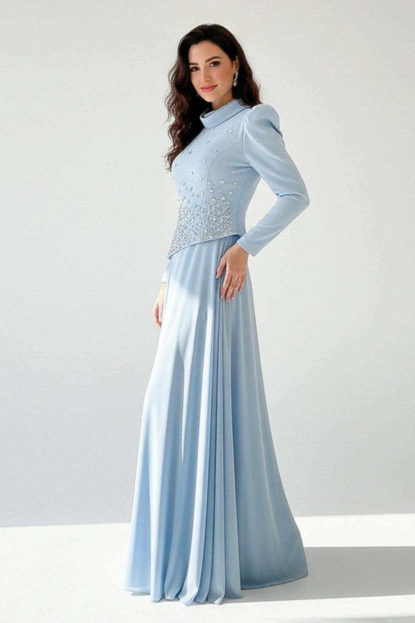Beaded Top Chiffon Skirt Set