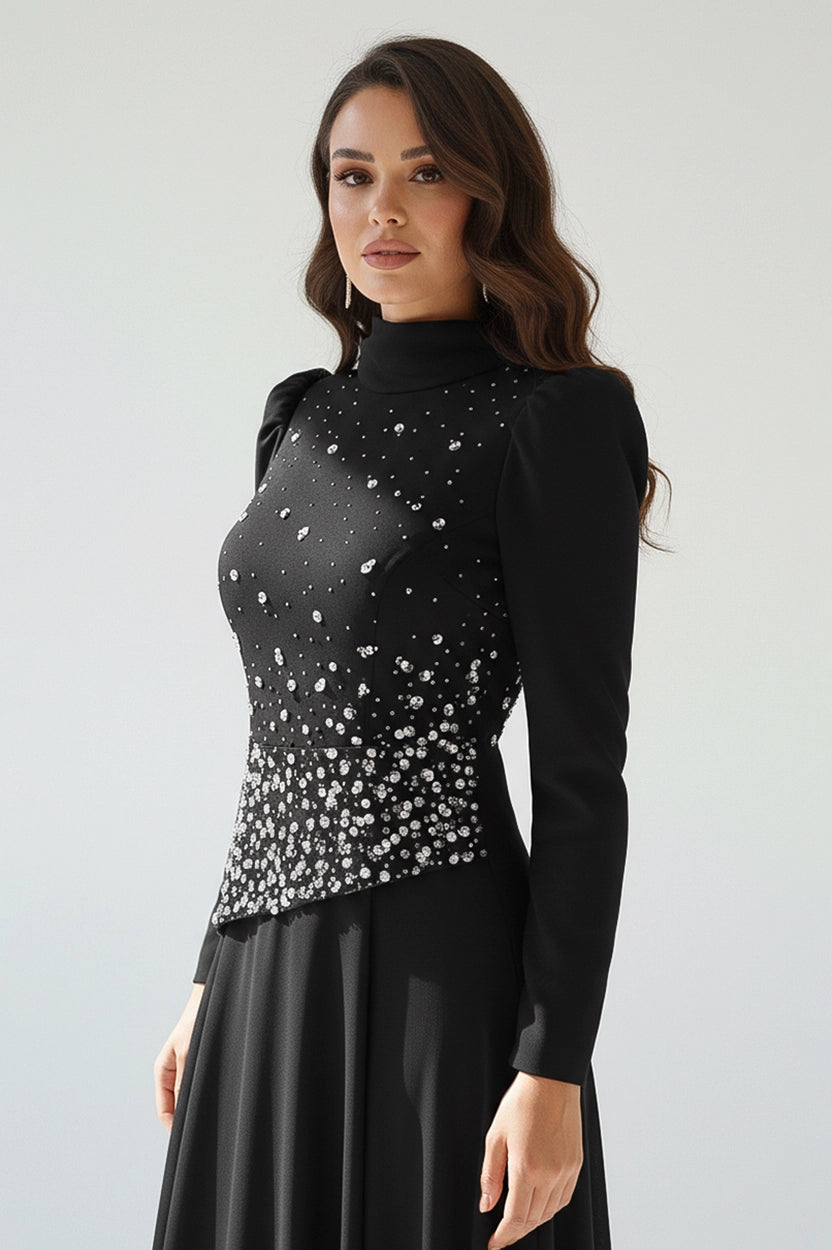 Beaded Top Chiffon Skirt Set