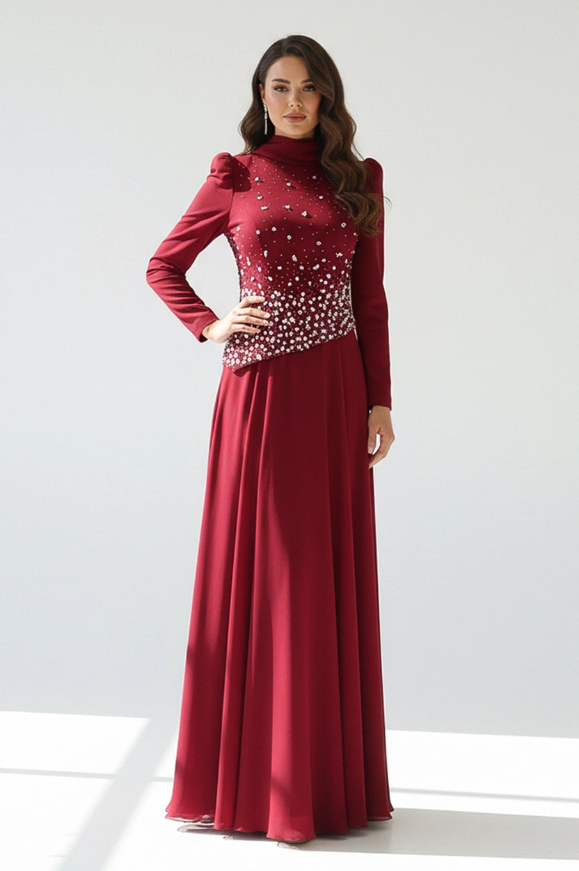 Beaded Top Chiffon Skirt Set