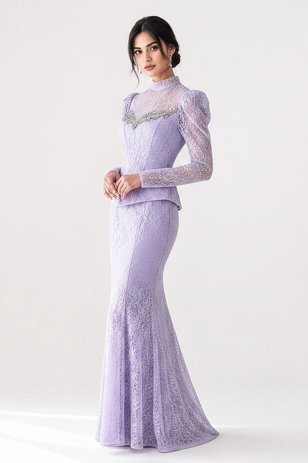 Beaded Bustline Corset Dantel Dress