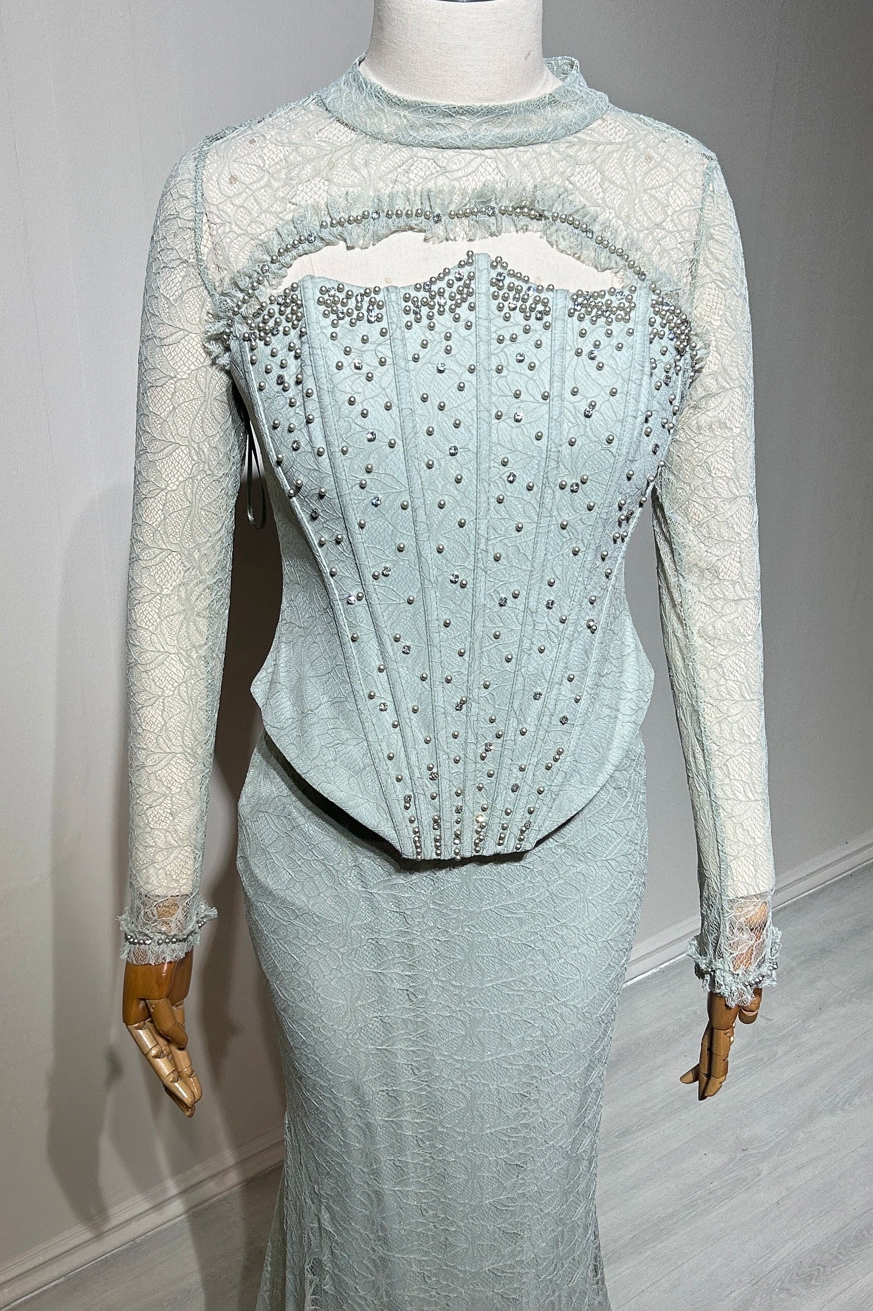 Beaded Corset Adorned Bolero Dantel Dress