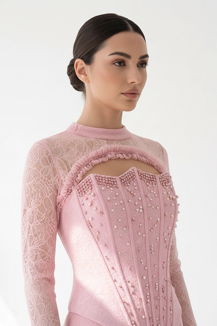 Beaded Corset Adorned Bolero Dantel Dress