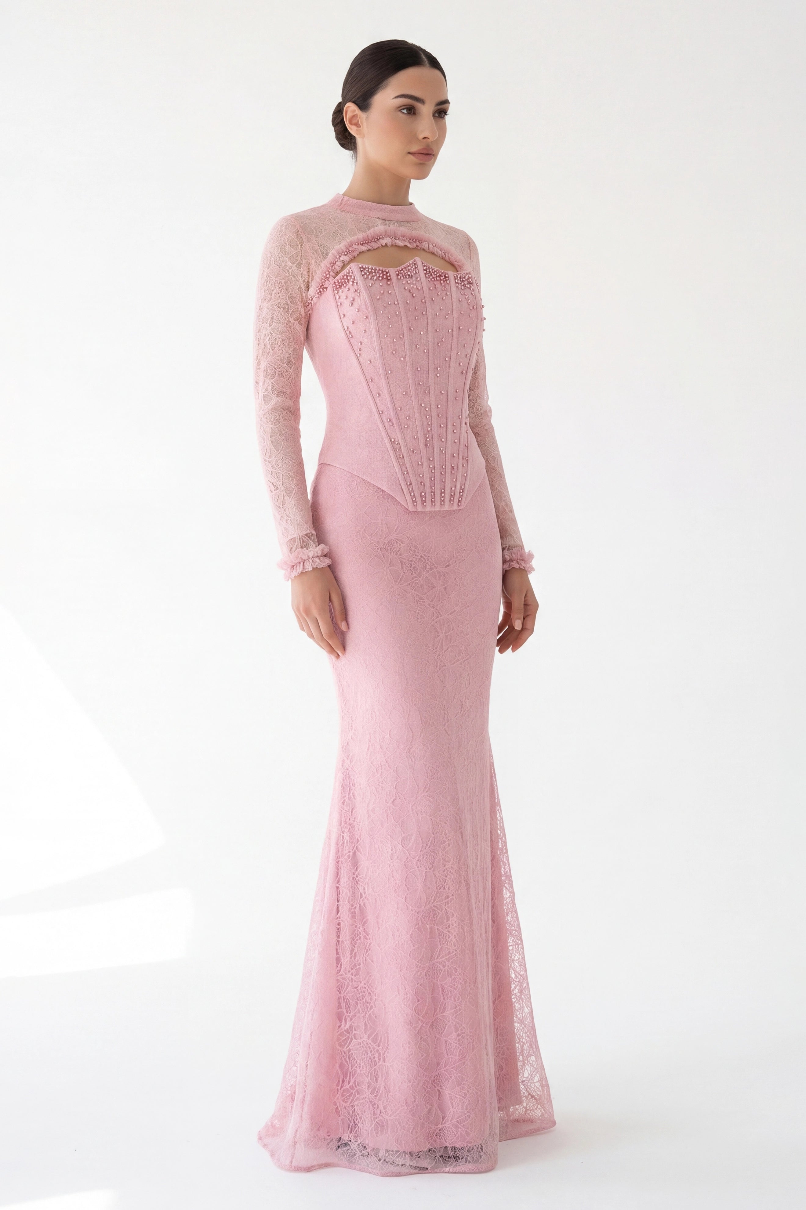 Beaded Corset Adorned Bolero Dantel Dress