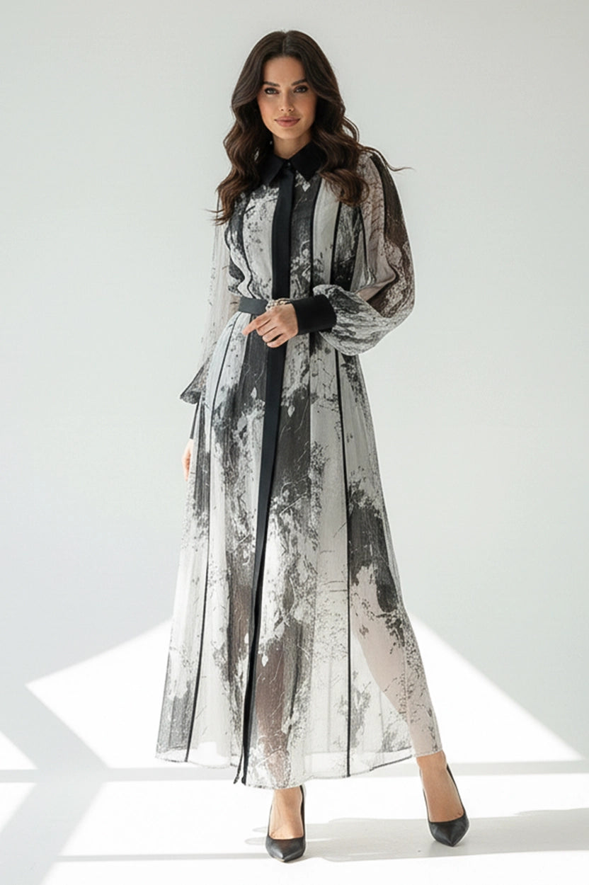 Blazer Neck Chiffon Dress