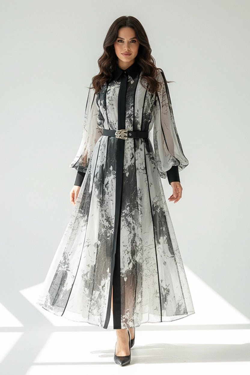 Blazer Neck Chiffon Dress