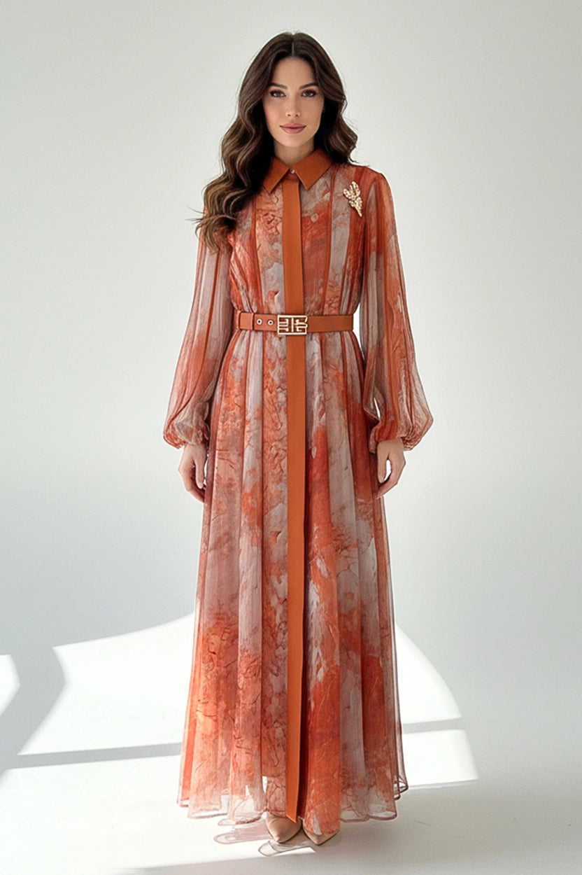 Blazer Neck Chiffon Dress