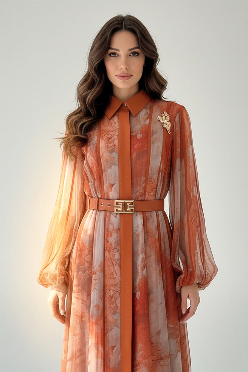 Blazer Neck Chiffon Dress