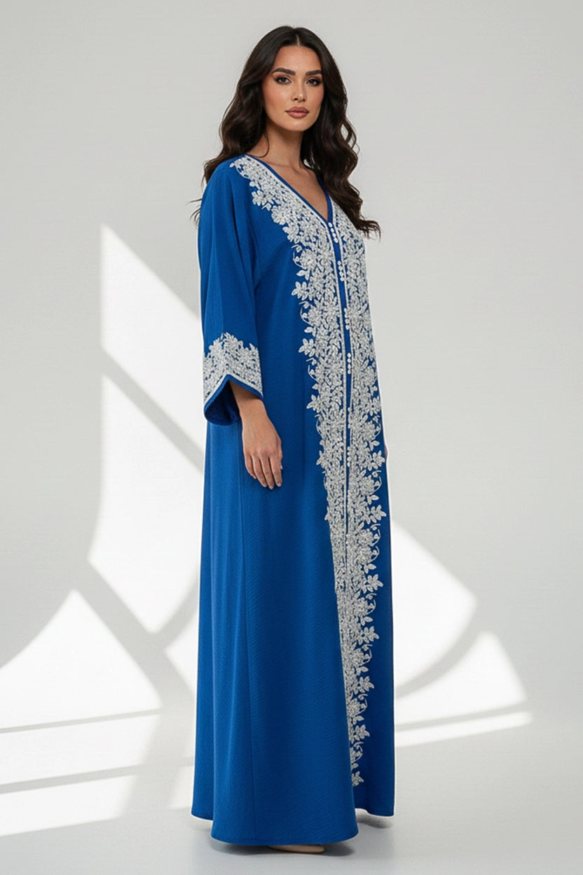 Buttons Details Embroidered Jalabiya