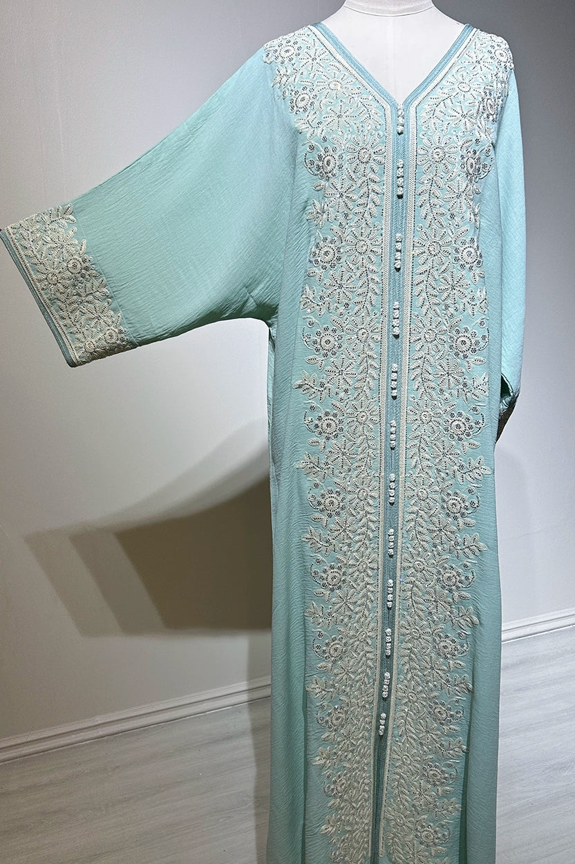 Buttons Details Embroidered Jalabiya