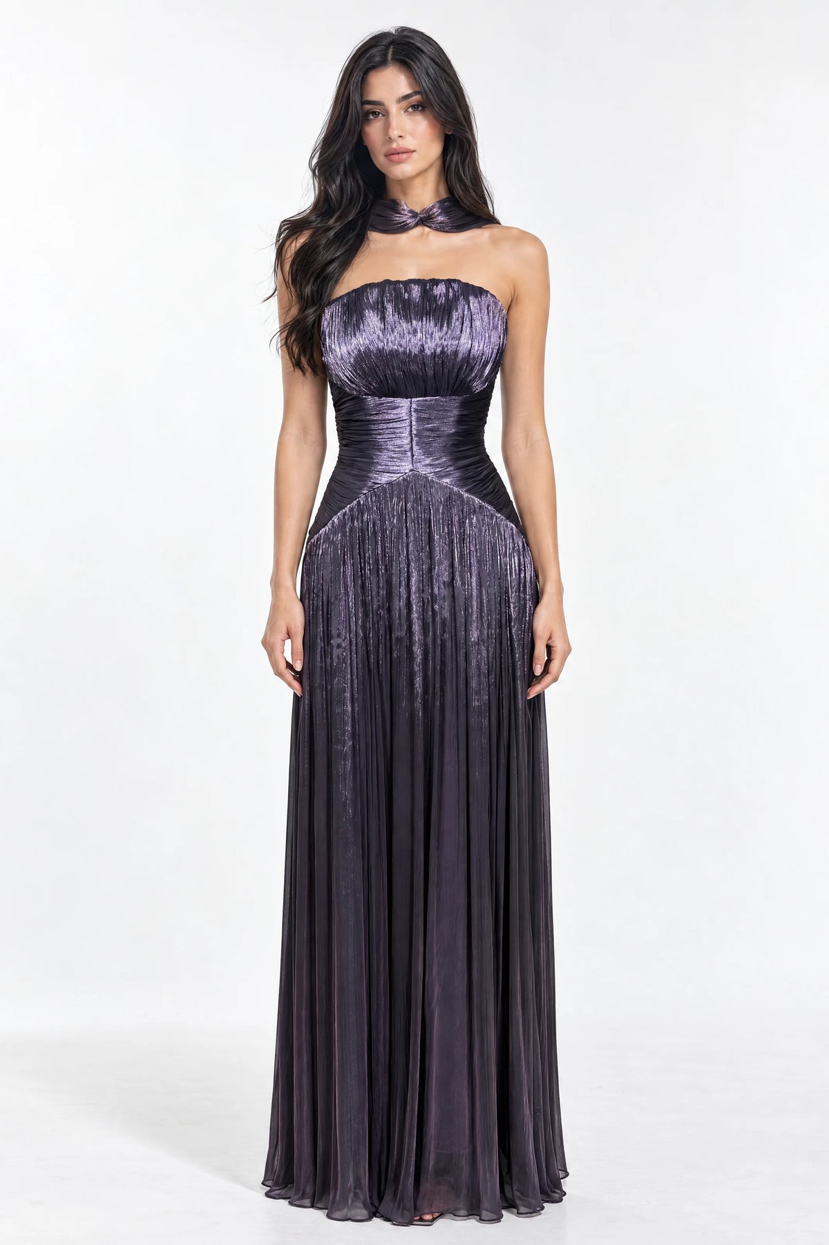 Cape Shawl Draped Organza Dress