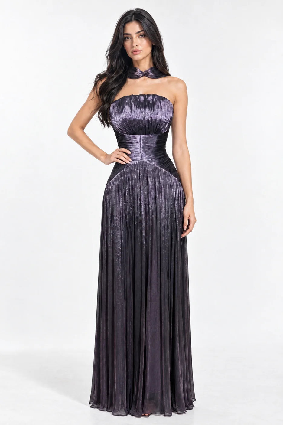 Cape Shawl Draped Organza Dress