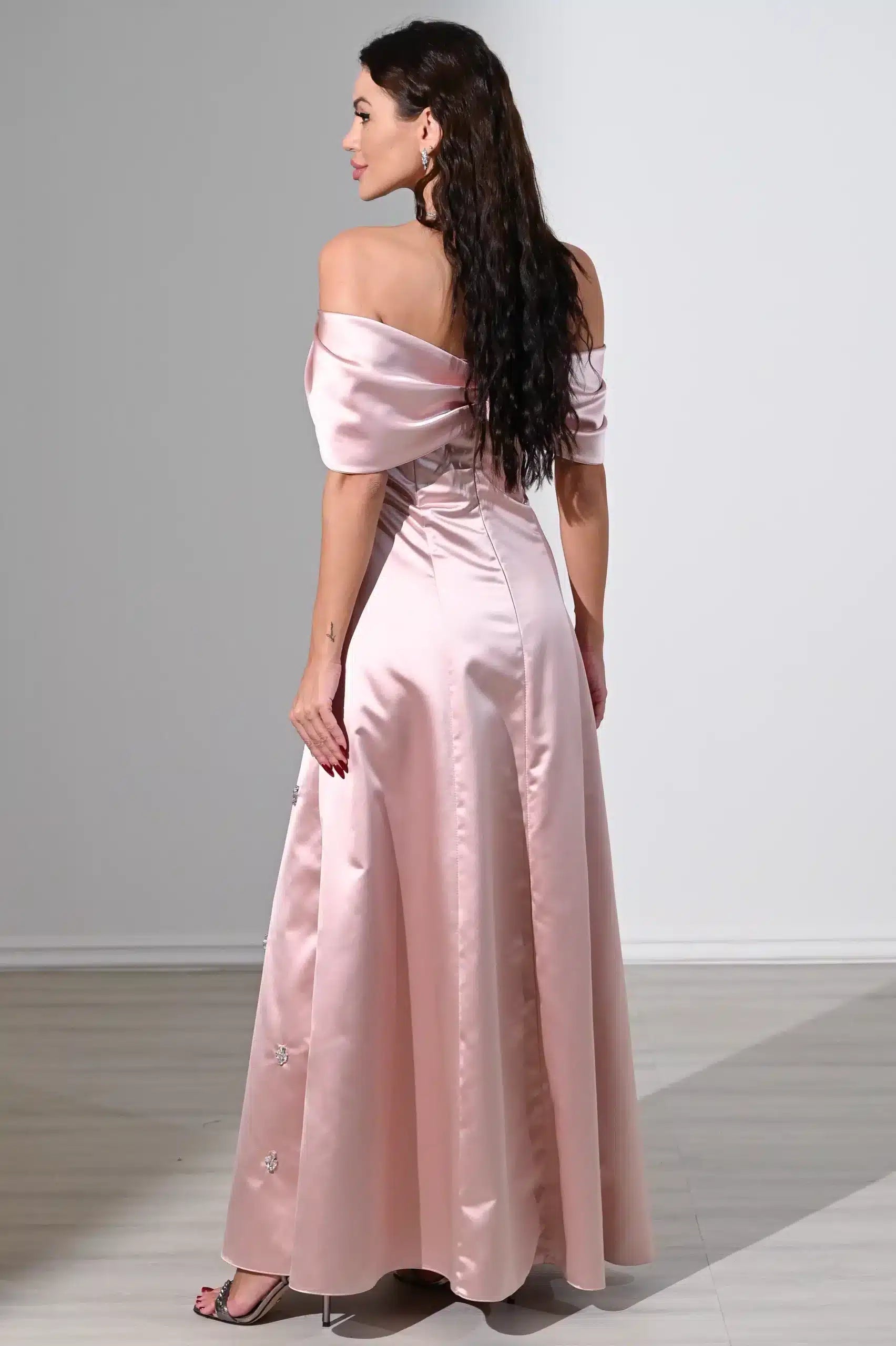 Off Shoulder Embellished A-Line Dress