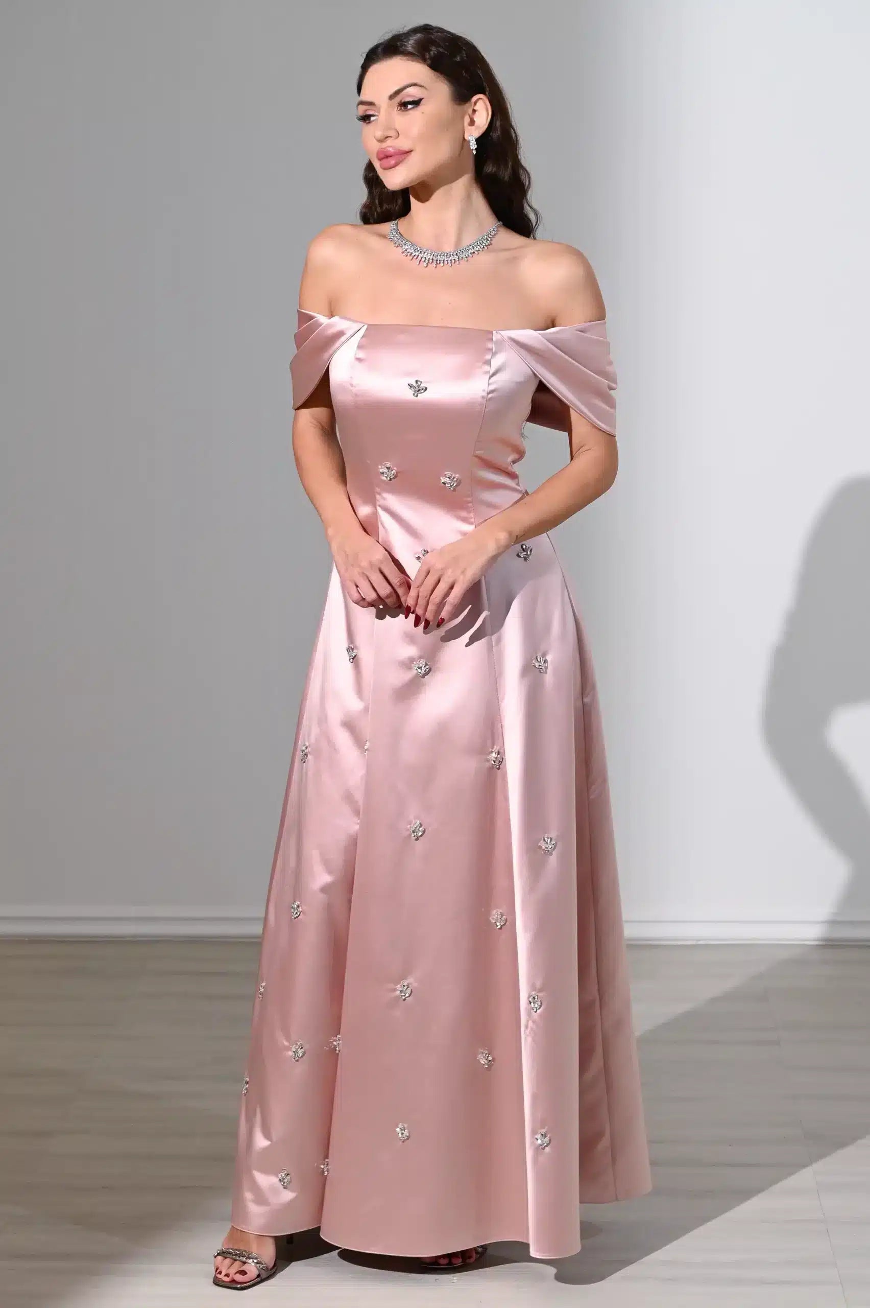 off shoulder embellished A-Line dress ED0797 / 675 AED