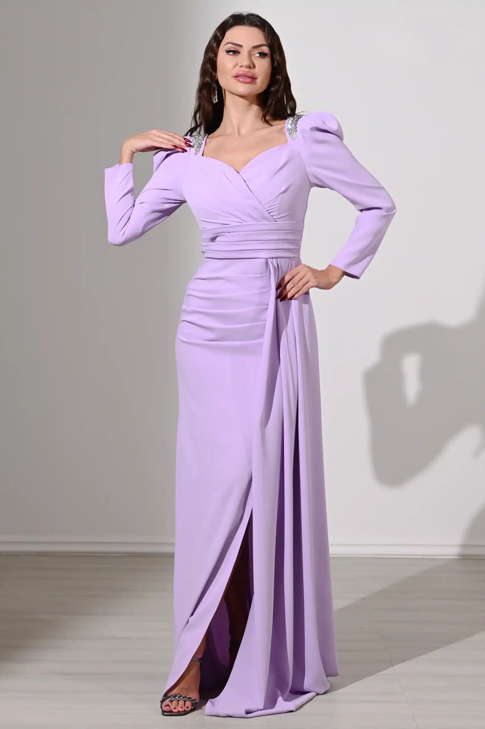 Side Tail Pleated Crepe Dress