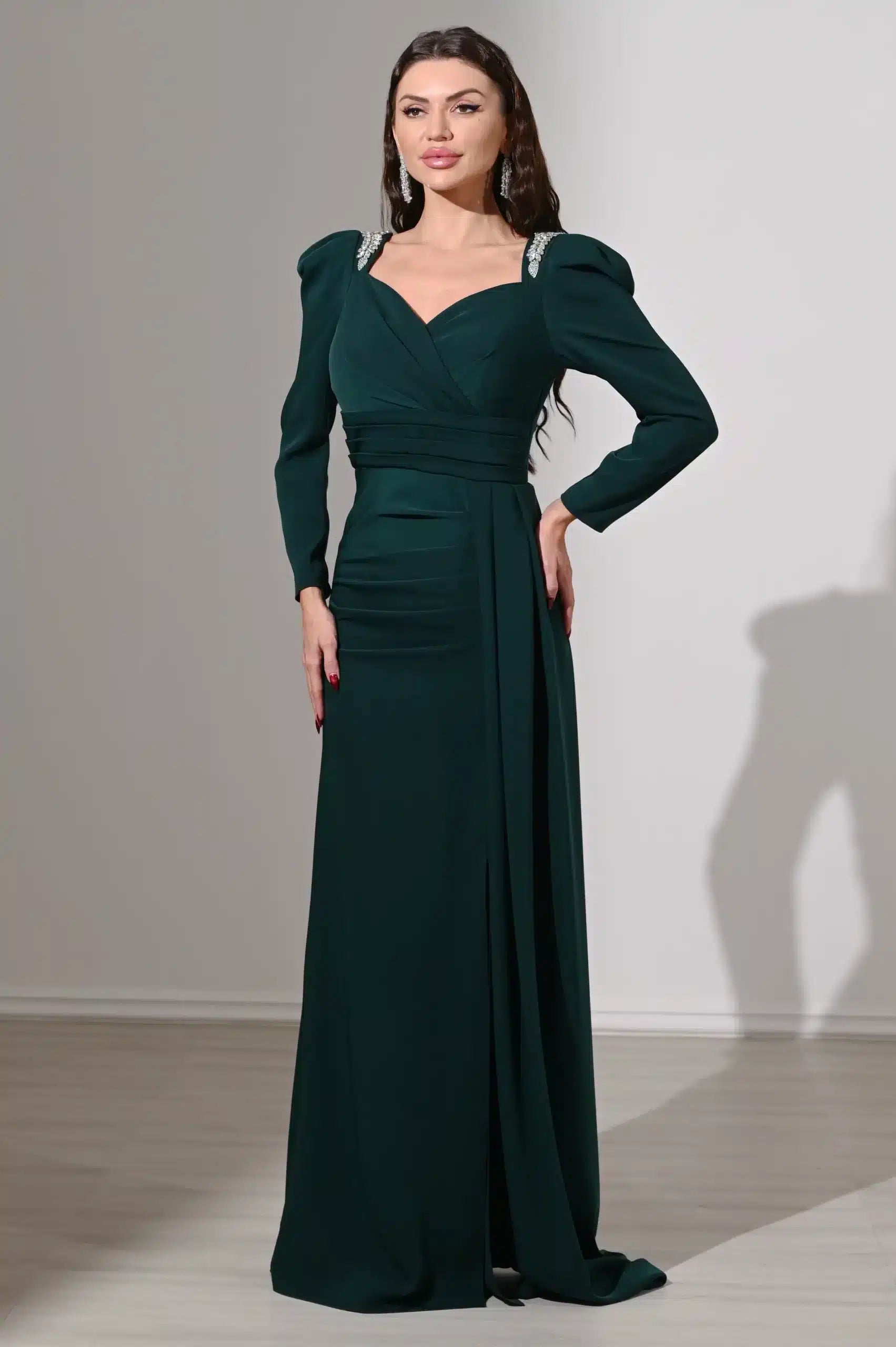 Side Tail Pleated Crepe Dress