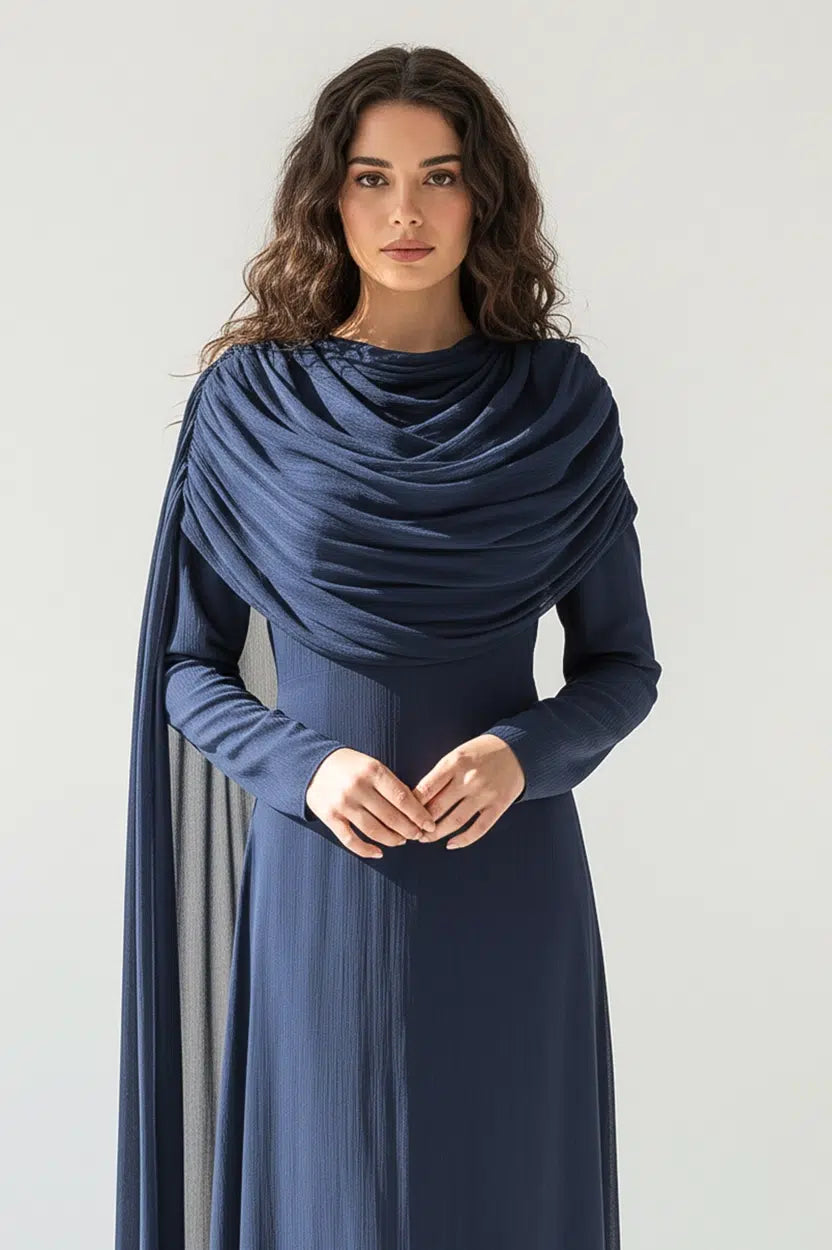 Cowl-Neck Organza Dress