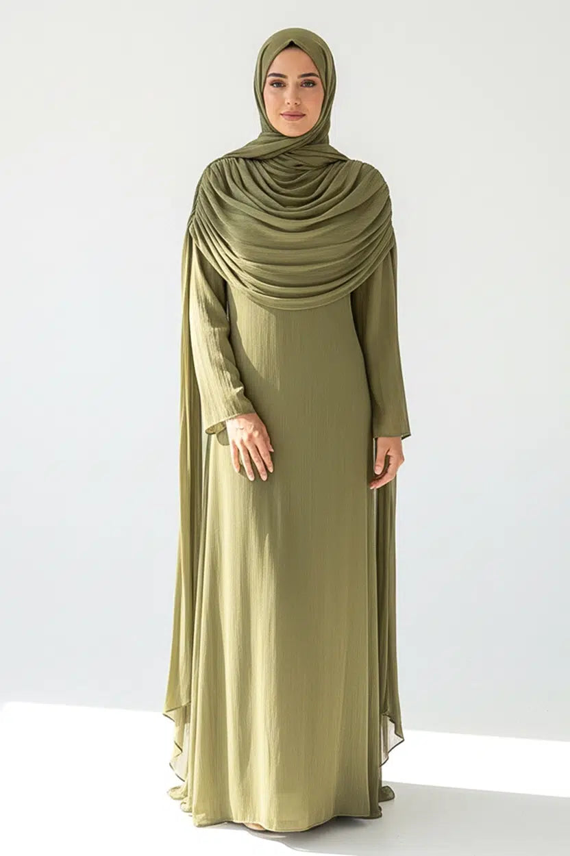 Cowl-Neck Organza Dress