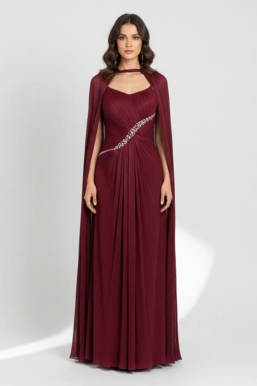 Crystal Detail Plisse Organza Dress