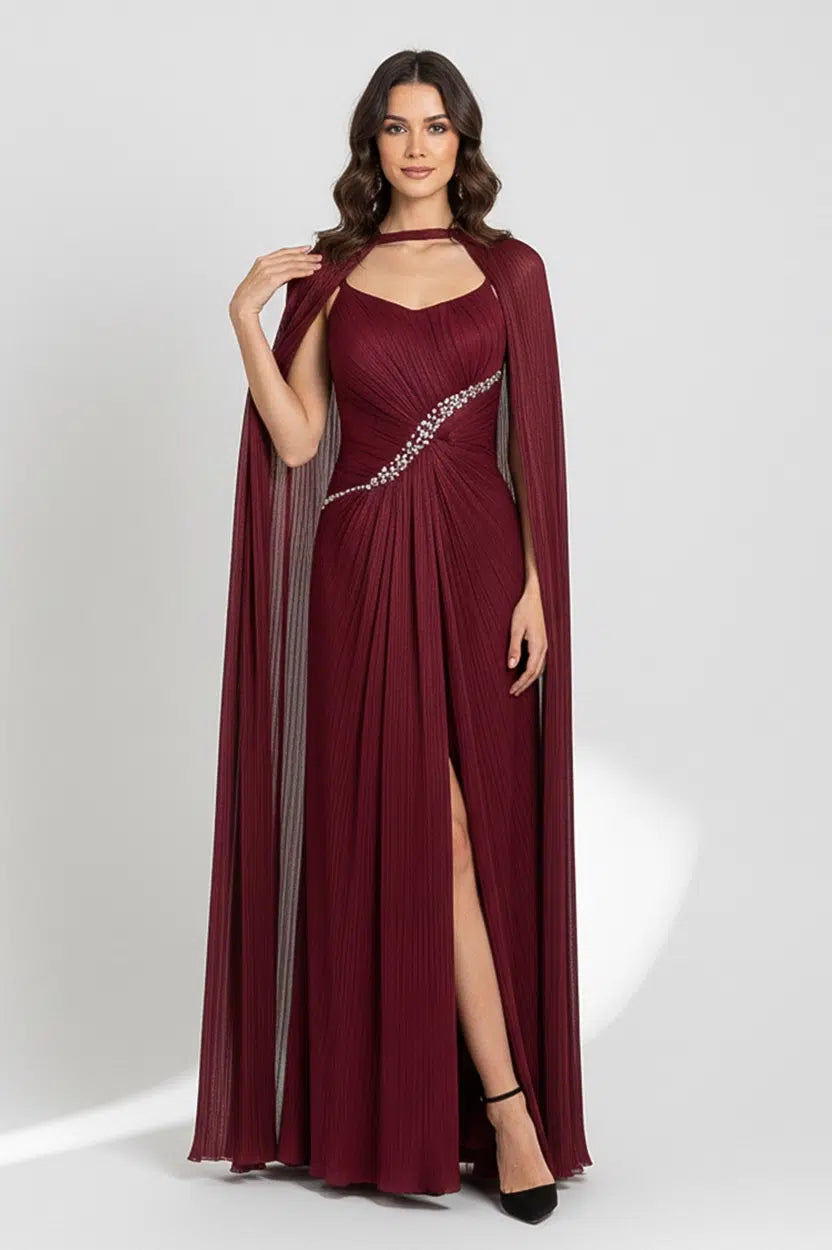 Crystal Detail Plisse Organza Dress