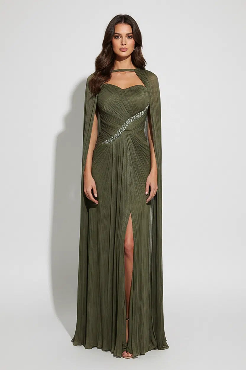 Crystal Detail Plisse Organza Dress