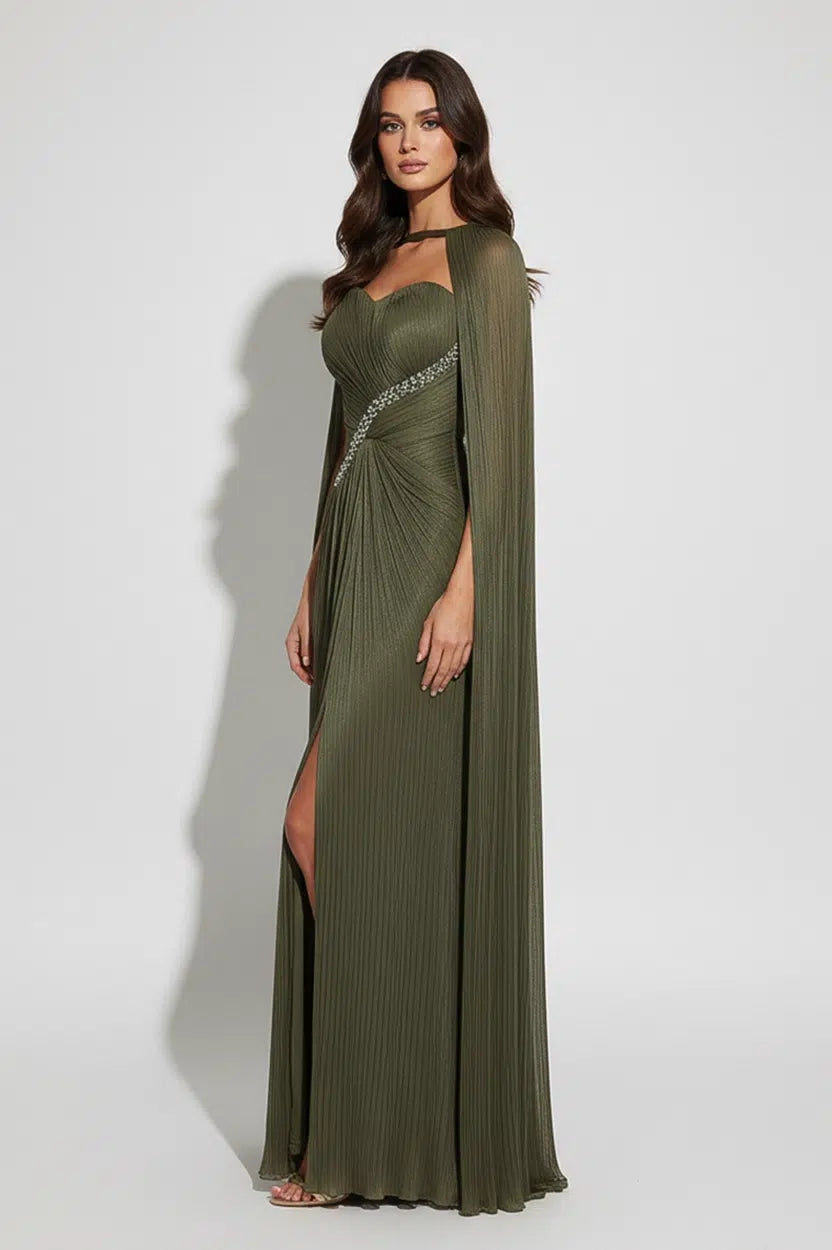 Crystal Detail Plisse Organza Dress