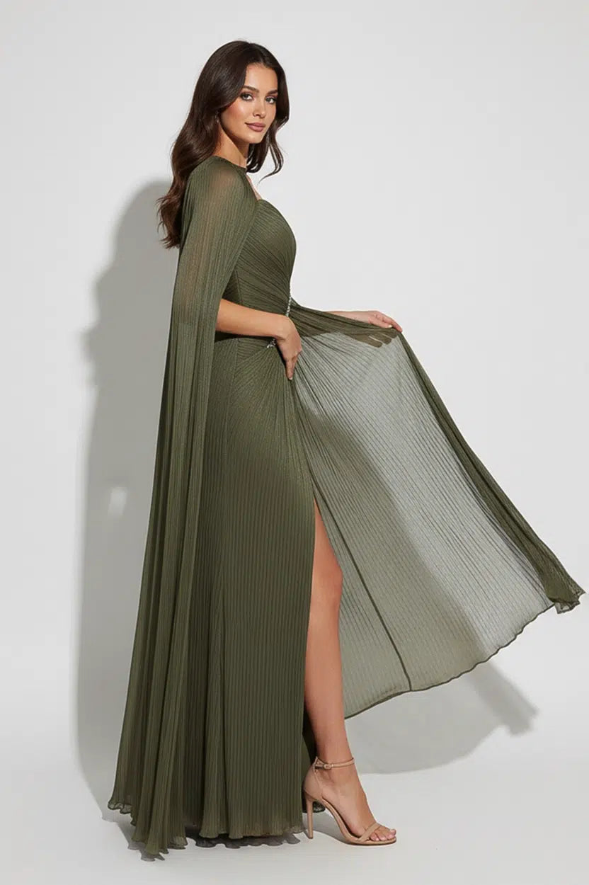 Crystal Detail Plisse Organza Dress