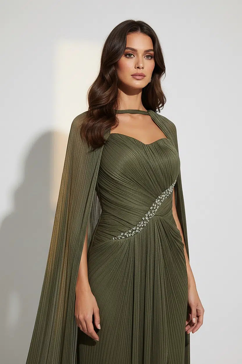Crystal Detail Plisse Organza Dress