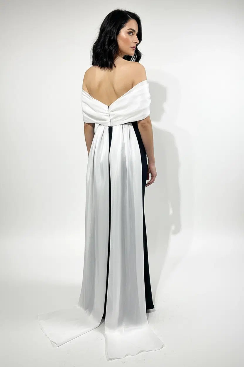 Infinity Shoulder Crepe Dress