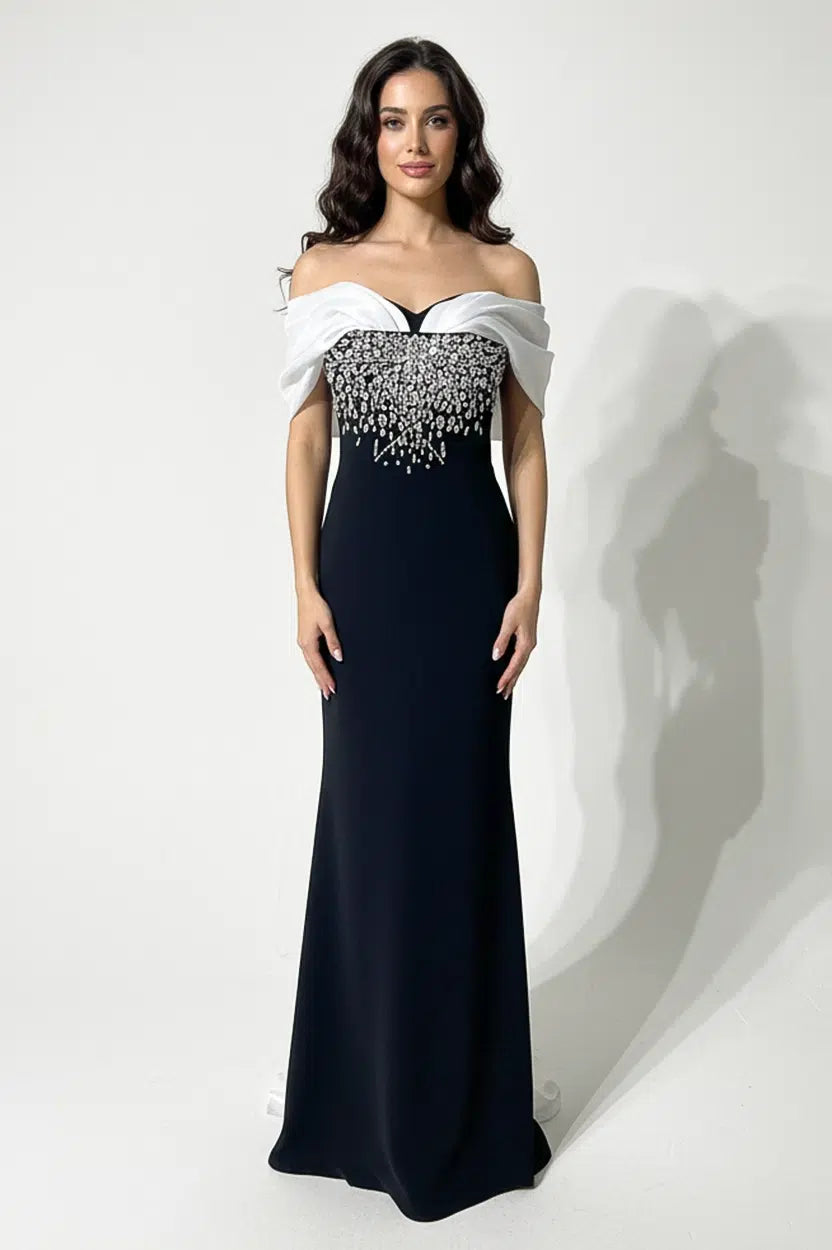 Infinity Shoulder Crepe Dress
