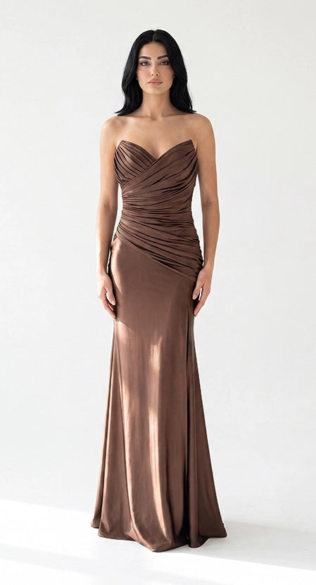 Draped Strapless Jersey Dress