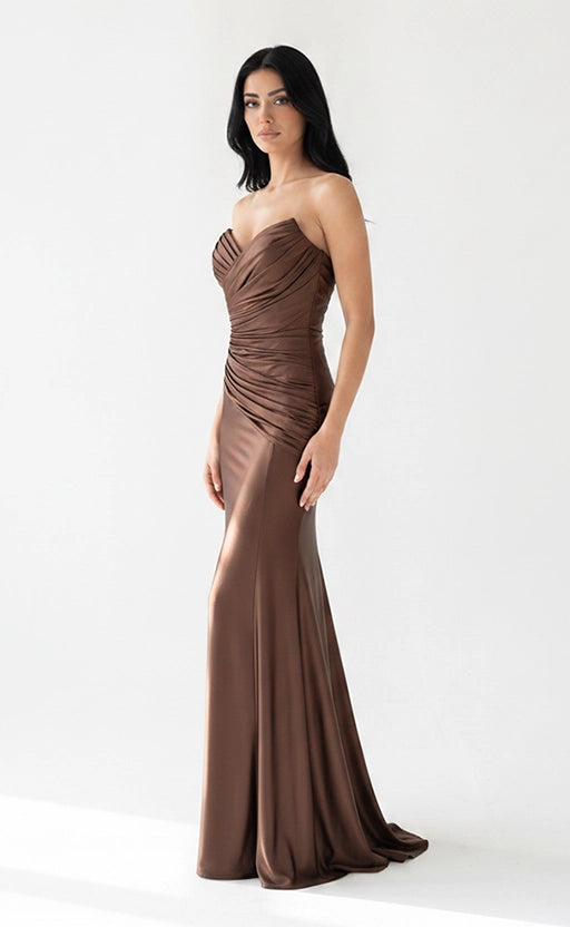 Draped Strapless Jersey Dress