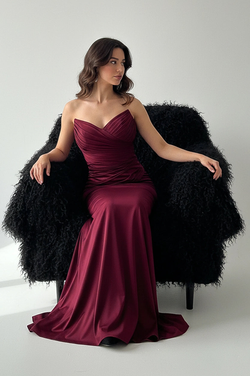 Draped Strapless Jersey Dress