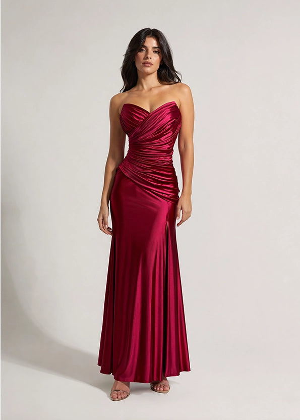 Draped Strapless Jersey Dress