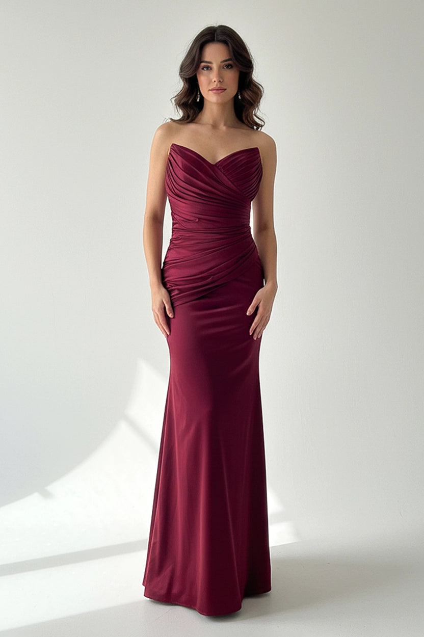 Draped Strapless Jersey Dress