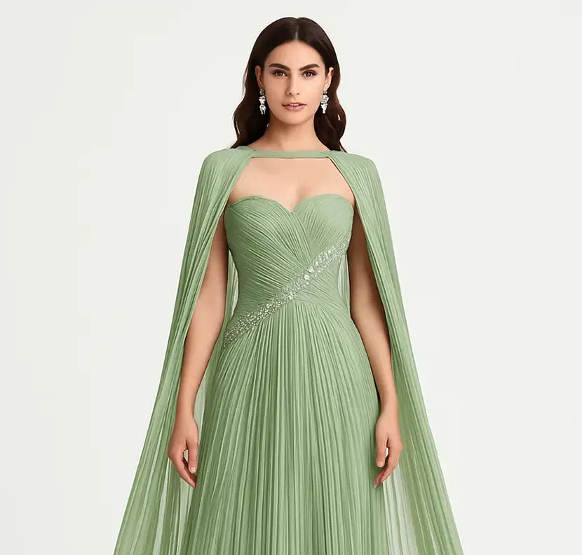 Crystal Detail Plisse Organza Dress